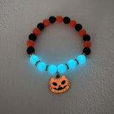 Halloween Vintage Beaded Bracelet - Pumpkin Head, Witch Hat, Kitten, Gothic Geometric Design with Natural Stone, Multicolor Party Jewelry for Women snake - label