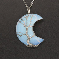 Natural Crystal Moon Pendant - Elegant & Mystical Jewelry for Women