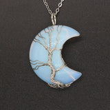 Natural Crystal Moon Pendant - Elegant & Mystical Jewelry for Women