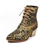 European and American Thick Heel Sexy Snake Print Ladies Boots