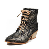 European and American Thick Heel Sexy Snake Print Ladies Boots