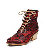 European and American Thick Heel Sexy Snake Print Ladies Boots