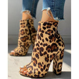 Foreign Trade New Style Thick Heel Colorful Snake Print Short Boots