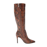 Sexy Snake Print Side Zip Knee Boots