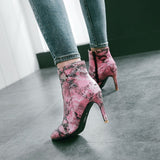 Pointed stiletto heel fashion side zipper sexy snake boots