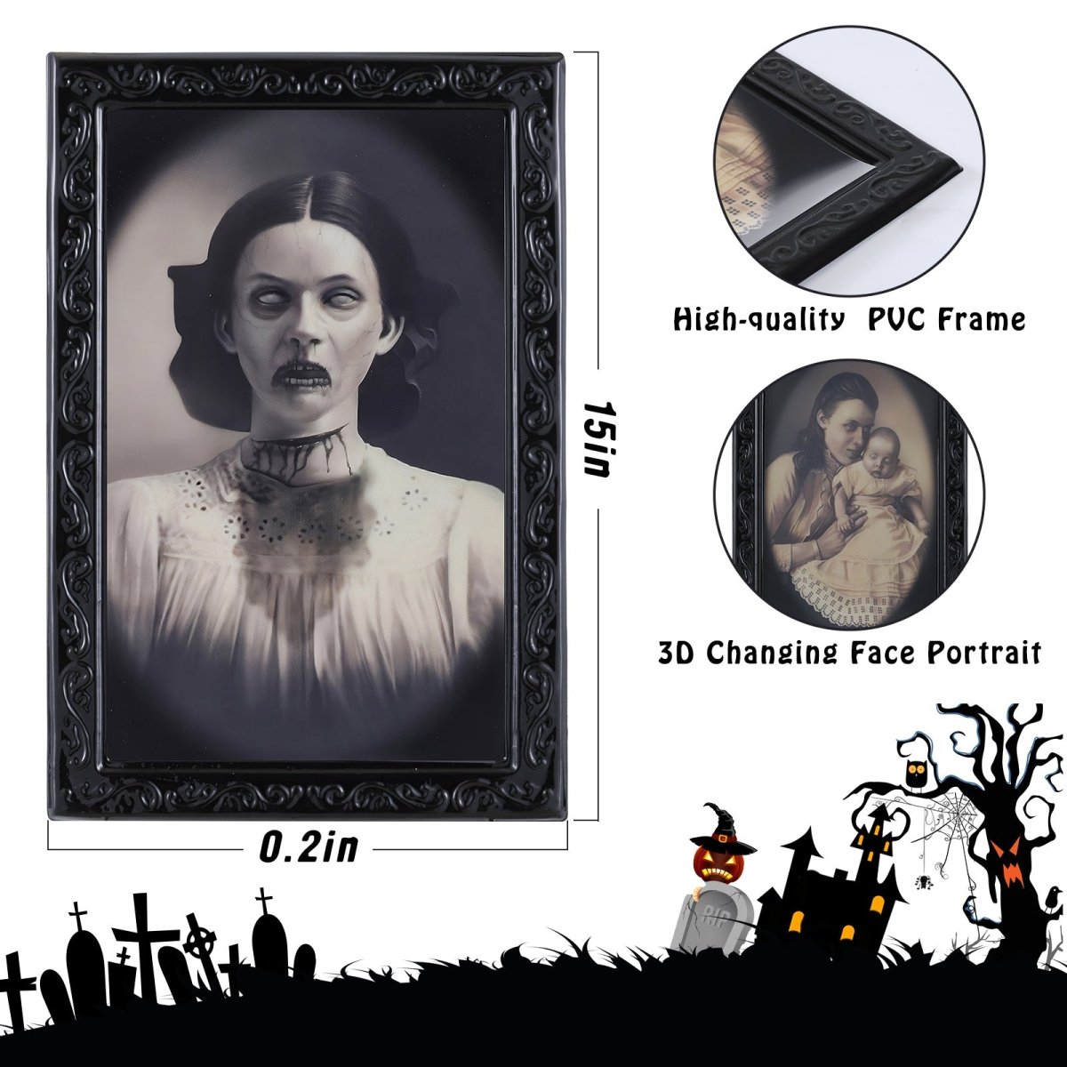 "3D Changing Face Horror Portrait Frame snake - label