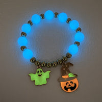 Halloween Vintage Beaded Bracelet - Pumpkin Head, Witch Hat, Kitten, Gothic Geometric Design with Natural Stone, Multicolor Party Jewelry for Women snake - label