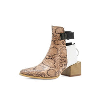 Snake-print Martin Boots With Thick Heels