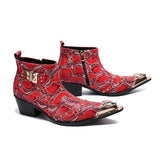 Male British Fashion Personality Snake Print Short Leather Boots