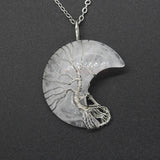 Natural Crystal Moon Pendant - Elegant & Mystical Jewelry for Women