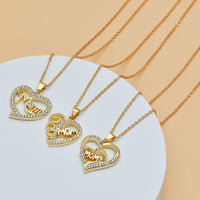 Mom Heart-Shaped Diamond Letter Necklace - Elegant Fine Jewelry for Women, Perfect Mother's Day Gift