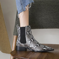 Flat Bottom Snake Short Boots Womens