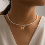 Elegant Opal Bow Knot Pearl Necklace for Women - European & American Style