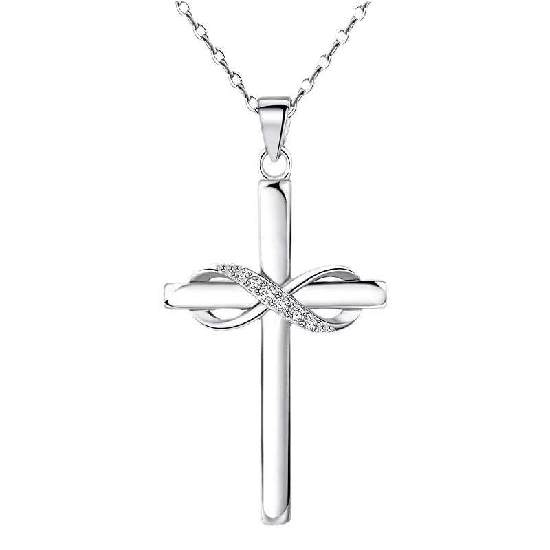 Gold Cross Infinity Pendant Necklace for Women - Stylish Fashion Jewelry, Simple Neck Accessory, Perfect Valentine's Day Gift snake - label