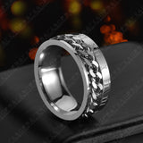 Men's Roman Numeral Chain Ring - Stylish Titanium Steel Digital Design