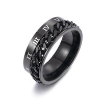 Men's Roman Numeral Chain Ring - Stylish Titanium Steel Digital Design