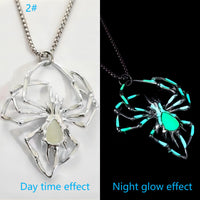 Halloween Glow-in-the-Dark Spider Necklace - Creative Luminous Jewelry with Fluorescent Vintage Design for Men & Women, Perfect Party Gift