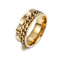 Men's Roman Numeral Chain Ring - Stylish Titanium Steel Digital Design