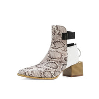 Snake-print Martin Boots With Thick Heels