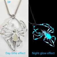 Halloween Glow-in-the-Dark Spider Necklace - Creative Luminous Jewelry with Fluorescent Vintage Design for Men & Women, Perfect Party Gift