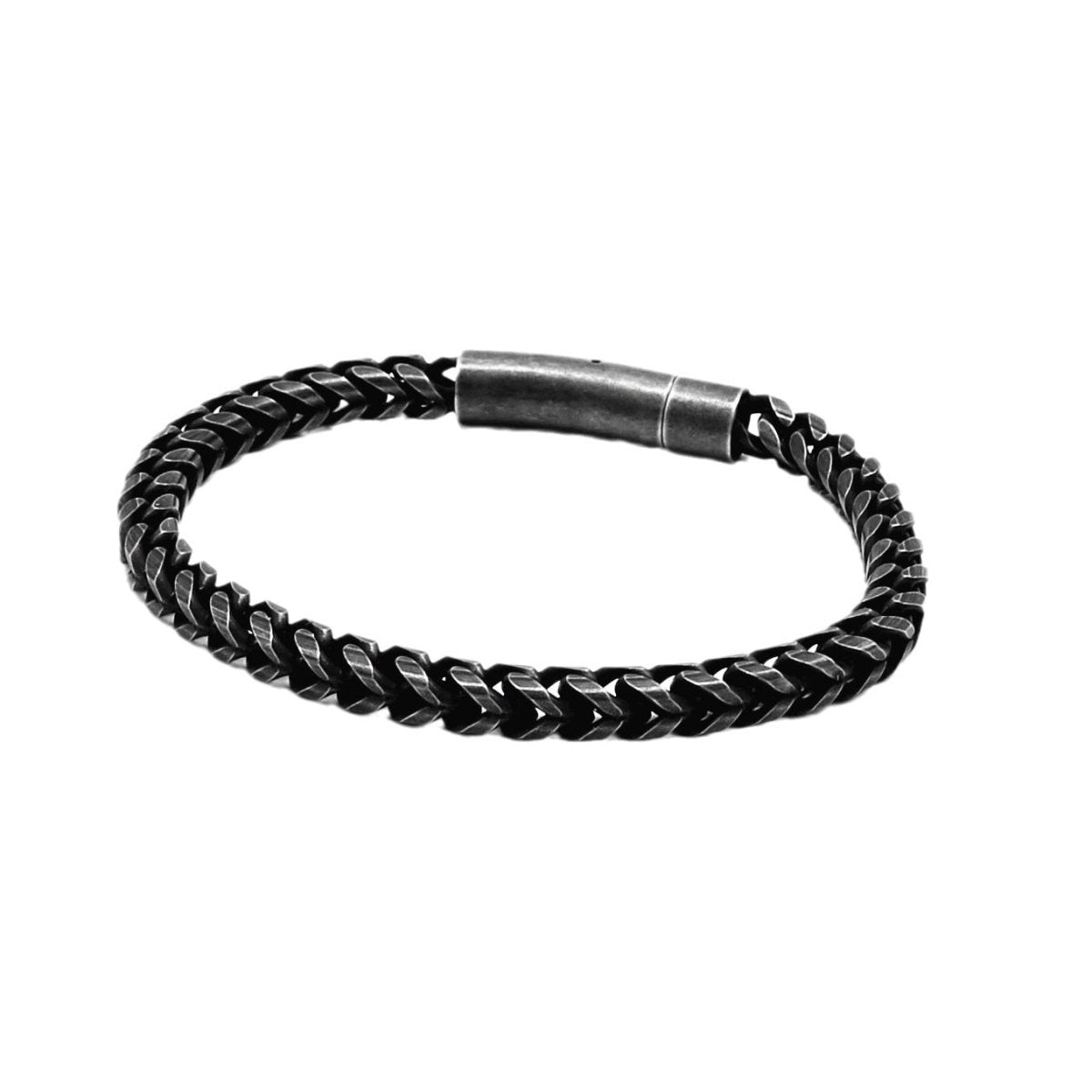 Men's Titanium Steel Vintage Bracelet - Stylish Stainless Steel Round Mill Design snake - label