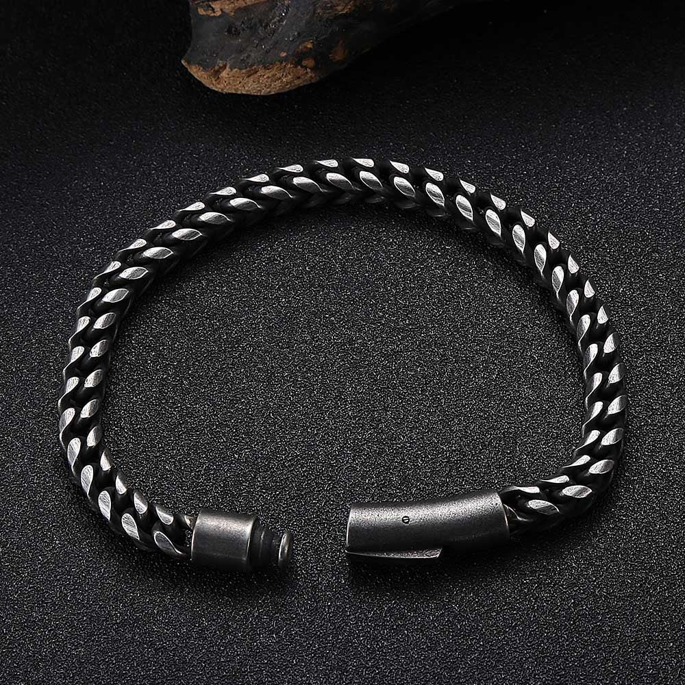 Men's Titanium Steel Vintage Bracelet - Stylish Stainless Steel Round Mill Design snake - label