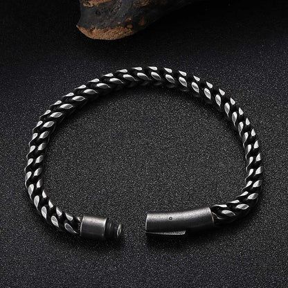 Men's Titanium Steel Vintage Bracelet - Stylish Stainless Steel Round Mill Design snake - label