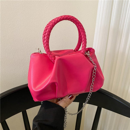 Portable Cloud Underarm Pleated Tote - Stylish Chain Crossbody Bag for Women snake - label