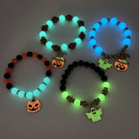 Halloween Vintage Beaded Bracelet - Pumpkin Head, Witch Hat, Kitten, Gothic Geometric Design with Natural Stone, Multicolor Party Jewelry for Women snake - label