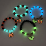 Halloween Vintage Beaded Bracelet - Pumpkin Head, Witch Hat, Kitten, Gothic Geometric Design with Natural Stone, Multicolor Party Jewelry for Women snake - label