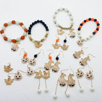 Halloween Vintage Beaded Bracelet - Pumpkin Head, Witch Hat, Kitten, Gothic Geometric Design with Natural Stone, Multicolor Party Jewelry for Women snake - label