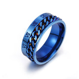 Men's Roman Numeral Chain Ring - Stylish Titanium Steel Digital Design