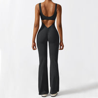 Women's Sleeveless Flare Jumpsuit - Stylish Fitness and Yoga Long Pants for Activewear and Everyday Comfort