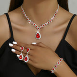 Bridal Jewelry Set - Fashion Necklace, Ear Studs, and Bracelet Three-Piece Suit for Weddings and Special Occasions