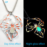 Halloween Glow-in-the-Dark Spider Necklace - Creative Luminous Jewelry with Fluorescent Vintage Design for Men & Women, Perfect Party Gift