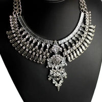 Alloy Diamond Necklace with Flower Design & Diamond Sparkle - snake - label