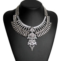 Alloy Diamond Necklace with Flower Design & Diamond Sparkle - snake - label