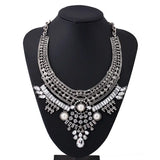 Alloy Diamond Necklace with Flower Design & Diamond Sparkle - snake - label