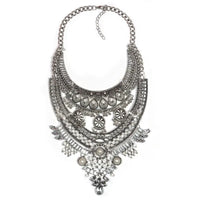 Alloy Diamond Necklace with Flower Design & Diamond Sparkle - snake - label