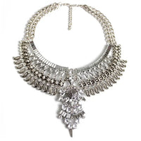 Alloy Diamond Necklace with Flower Design & Diamond Sparkle - snake - label