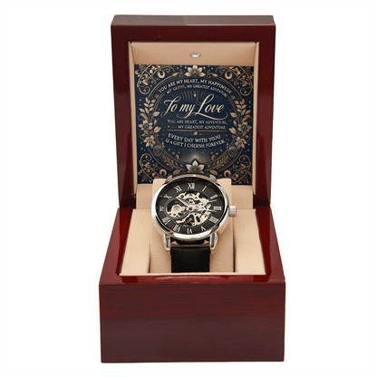 Men’s Openwork Watch – A Timeless Gift for Your Husband or Boyfriend snake - label