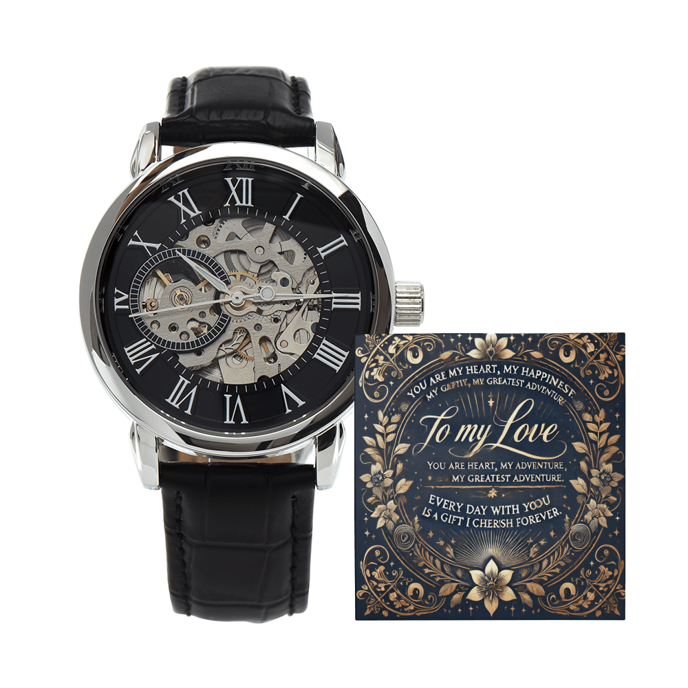 Men’s Openwork Watch – A Timeless Gift for Your Husband or Boyfriend snake - label