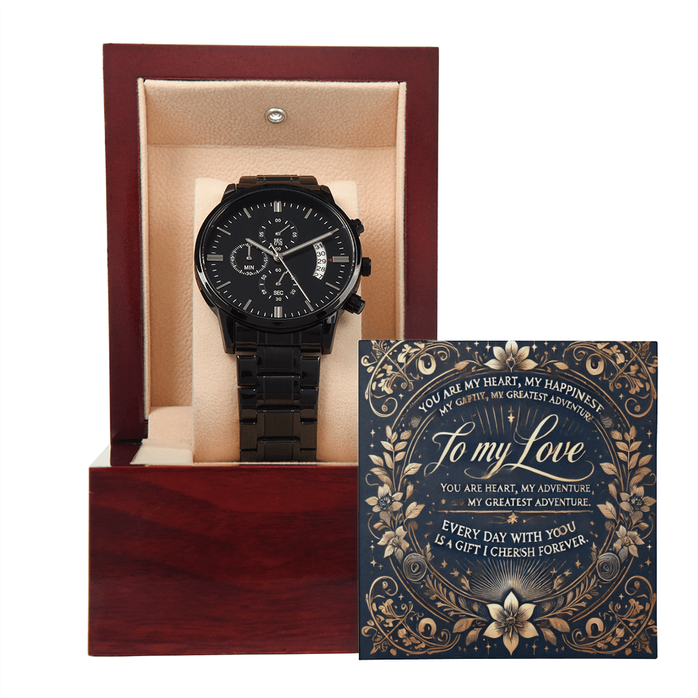 Black Chronograph Watch – The Perfect Gift for Your Husband or Boyfriend snake - label