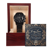 Black Chronograph Watch – The Perfect Gift for Your Husband or Boyfriend snake - label