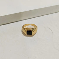 Black Square Oval Ring with Adjustable Fit & Black Shell Inlay - snake - label