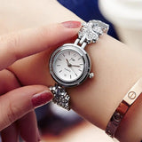 Bracelet Ladies Watch with Flower - Shaped Dial | Stainless Steel Strap | Quartz Movement - snake - label