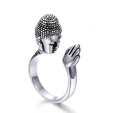 Buddha Head Ring with Drop - Shaped Design & 3D Buddha Head - Unisex Alloy Ring - snake - label