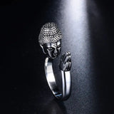 Buddha Head Ring with Drop - Shaped Design & 3D Buddha Head - Unisex Alloy Ring - snake - label