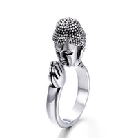 Buddha Head Ring with Drop - Shaped Design & 3D Buddha Head - Unisex Alloy Ring - snake - label