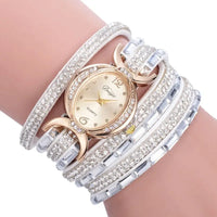 Casual Rhinestone Watch Bracelet with Quartz Movement & Leather Band - 25mm Dial - snake - label